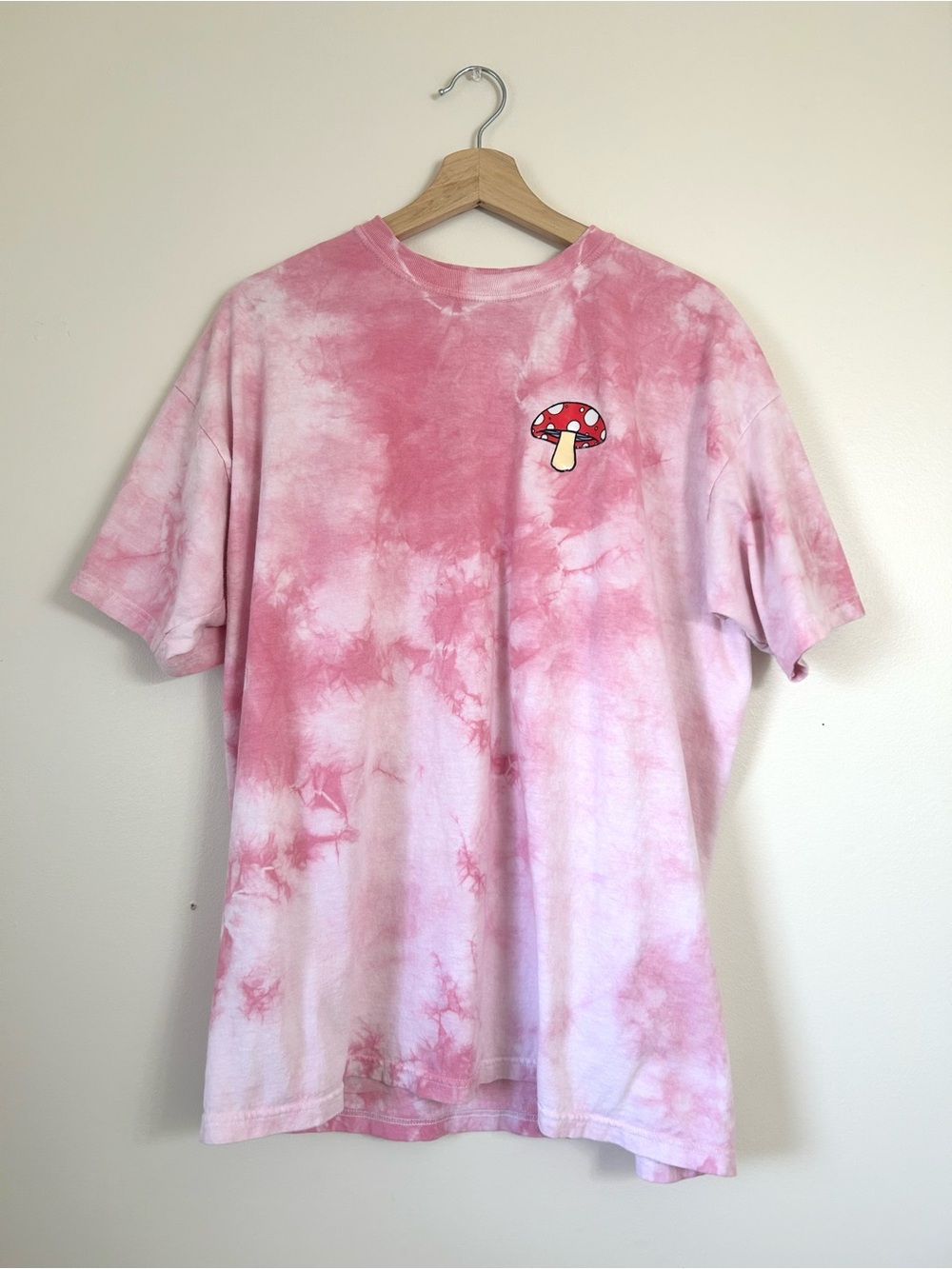 Pink Tie-Dye Mushroom Graphic Tee 100% Cotton | Extra Large